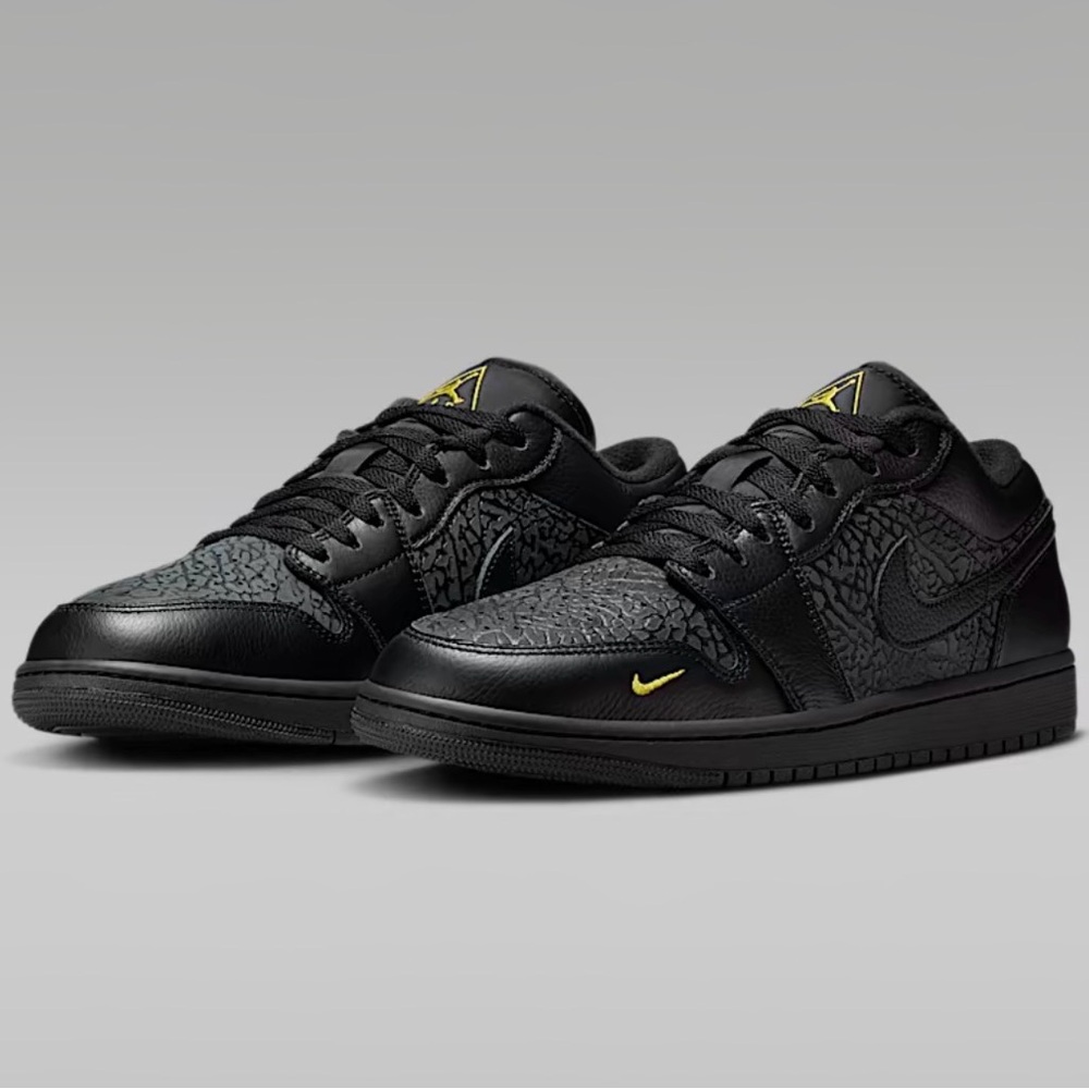 Jordan Black and Yellow Athletic Shoes